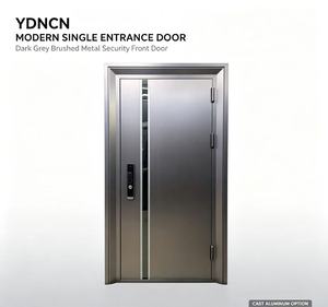 Modern Cast Aluminum Front Entrance Door Dark Grey Security Exterior Door