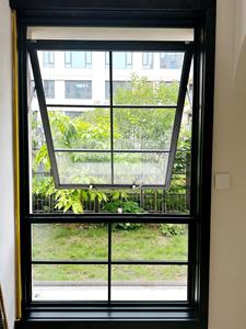 Retro French Black Frame Aluminum Awning Window with Louver Top Hung