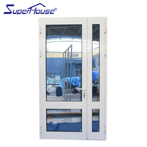 For Modern Slim Frame Patio Balcony Exterior Storm Hurricane Impact Double Glazed Thermal Broken Aluminium White Door
