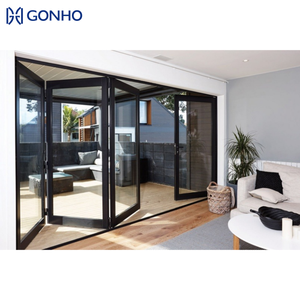 GONHO Folding Door Garden Bifold Doors Glass Accordion Aluminum Sliding Patio Folding Door