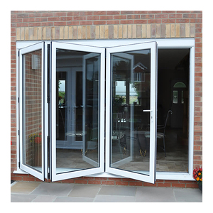 Modern White Aluminum Double Tempered Glazed Folding Door