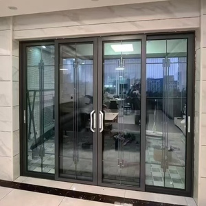 Customized Aluminum Double Tempered Glass Sliding Door Minimalist Design Kitchen Fire Prevention High Interior Supermarket