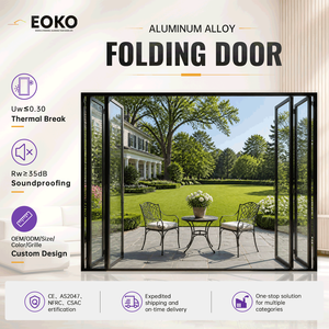 EOKO CSA CE Certified Aluminum Bi-fold Door for Living Room Modern Interior Glass Partition Space-Saving Folding Doors for Home
