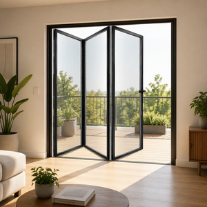 Modern Interior Foldable Aluminum Glass Bi-Fold Accordion Door with Windproof Feature for Balcony and Patio
