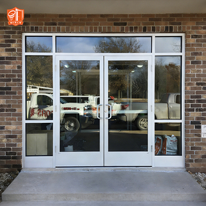 Customized Office Entrance Doors Windproof Aluminum Frame Store Front Doors