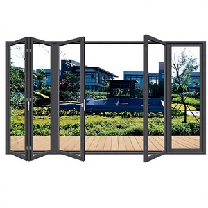 Thermal Break Aluminum Folding Door Double Glazing Glass Patio Entrance Multi-Point Locking