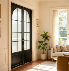 Villa Aluminum Glass French Door Black Frame