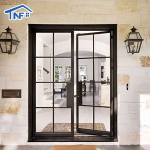 Black Aluminum Frame Casement Entry Door Soundproof French Doors