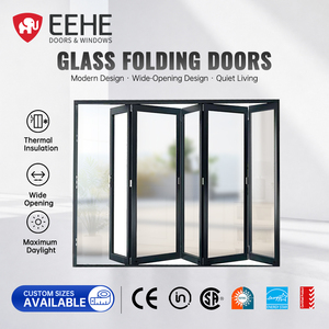 EEHE CE Certified Contemporary Aluminum Alloy Accordion Door Folding Glass Balcony Patio Bifold Door