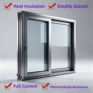 Insulated Double Glazed Heat Insulation Shutters Aluminum Sliding Windows