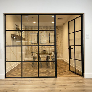 Customized Size Metal Framed French Wrought Iron Aluminium Glass Doors