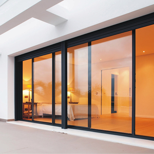 YY Windows Energy Efficient Aluminium Double Tempered Glass Three Rail Sliding Door