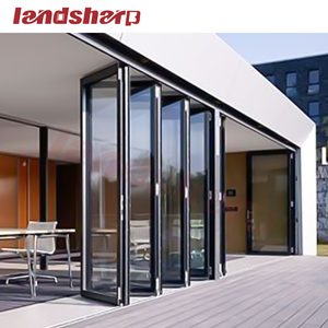 Landsharp 2025 New Style Double Glass Exterior Front Residential Entry Doors Balcony Accordion Aluminum Bifold Door
