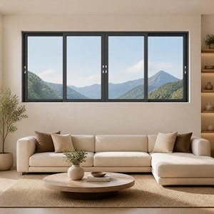 Modern Aluminum Sliding Glass Window 50mm Sash Double Track Design for Balcony