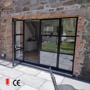 Entry Double Doors With Glass Black Waterproof Swing Aluminum Patio Exterior French Door