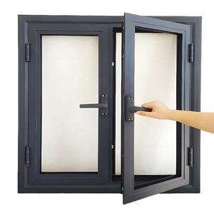 Customized SoundProof Aluminum Alloy Casement Windows Double Glazing Aluminum French Patio Window For House Villa
