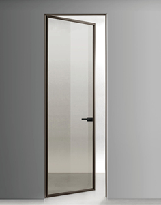 Thermal Break Aluminum Swing Door Smoked Glass Slim Frame