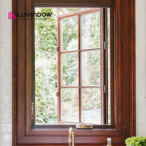 Energy Efficient Aluminum Clad Wood Casement Windows Crank Out Opening Heat Insulated Low-E Glass Windows