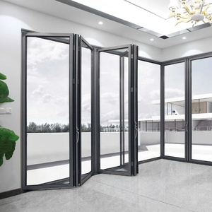 Customized Latest Design Soundproof Bi Fold Doors Aluminium Frameless Folding Glass Doors