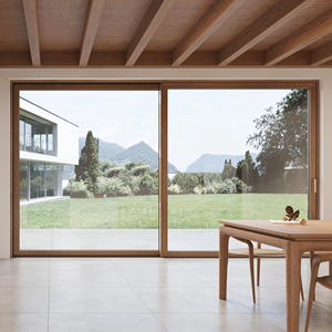 LEAWOD MLT155 Modern Luxury Aluminum Wood Composite Sliding Door Double Tempered Glass