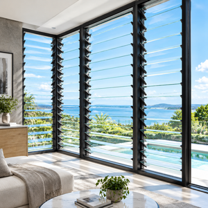 Hihaus Aluminum Window Shutter Tempered Glass Louver Window for House and Apartment