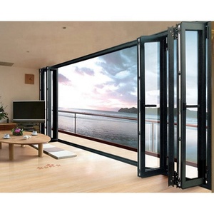 20 Year Warranty Wholesale Exterior Patio Black Folding Aluminum Frame Glass Stack Bifold Door