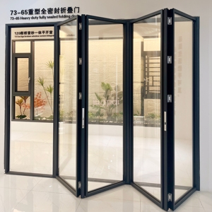 CE Certified High Strength Aluminum Durable Anti-hand Squeezing Foldable Entrance Door Stable Track Fully Sealing Thermal Villa