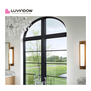Energy Efficient Villa Aluminum Arch Window Double Glazed Heat Insulated Grill Design French Style Fixed Glass Windows