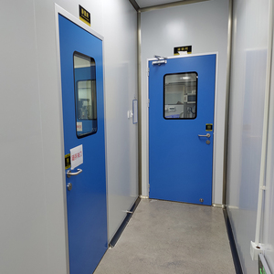 Aluminium Cleanroom Door Airtight GMP Lab Door Anti-Bacterial Steel Frame Swing Door Minimalist Double Glass Interior Workshop