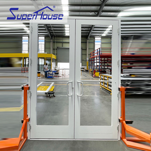 Storefront Front Glaze White Swing Entry Commercial Impact Glass Aluminium Double Door