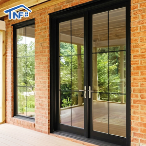 Modern Design Aluminum French Door Entrance Door Tempered Glass Doors