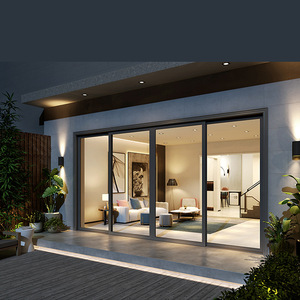 2025 Modern Slim Frame Black Aluminum Double Glazed Tempered Glass Patio Sliding Door Hurricane Impact Resistant Sliding Patio