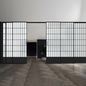 KOMPSTAR Japanese Style Black Aluminum Glass Sliding Door