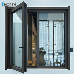Black Aluminum Casement Windows Tempered Insulated Glass Sliding Window Door System Tilt and Turn Window
