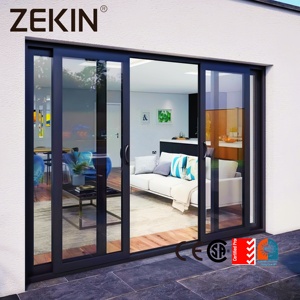 Customized Aluminum Double Tempered Glass Sliding Door NFRC AS2047 Balcony Courtyard Sliding Door