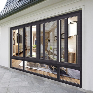Hihaus Commercial Aluminum Modern Porch Black Double Sliding Glass Windows