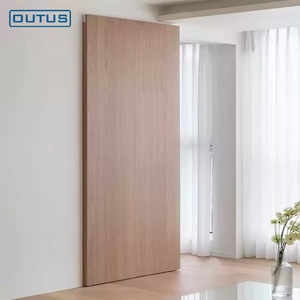 OUTUS Concealed Sliding Door Aluminum Frame Fluted Glass Interior Door
