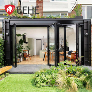 EEHE Bi Folding Doors Aluminum Balcony Patio Double Glass Bi-Folding Doors NFRC Accordion Folding Doors