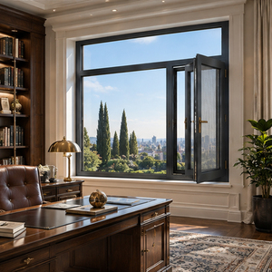 European Style Aluminum Casement Windows Slim Frame Low E Glass Weather Sealed Exterior Windows for Homes