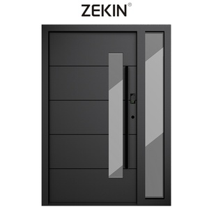 ZEKIN Aluminum Modern Luxury Security Metal Door Main Entrance Pivot Door
