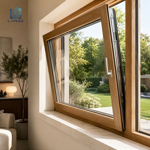Modern German Style Alu-Wood Window Oak Wood Interior Aluminum Exterior Tilt and Turn Window