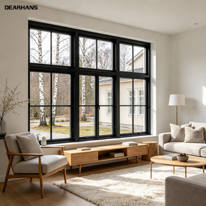 Black Aluminum Casement Windows with Screens Thermal Break Low-E Double Glazed French Casement Windows for House Villa