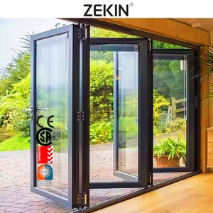Aluminum Folding Doors Double Glass Bifold Patio Doors