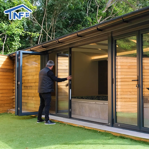 Modern Panoramic Sliding Folding Patio Door with Internal Lockable Aluminum Bifold Double Glass