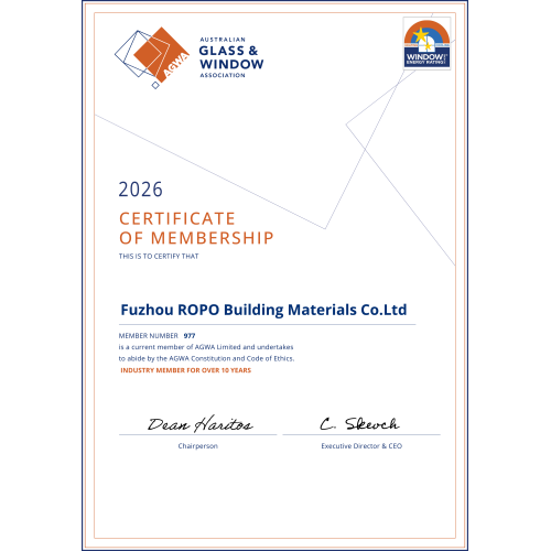 Window Energy Rating Scheme WERS Certificate