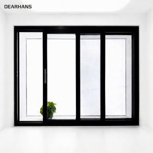 100 Series Thermal Break Aluminium Sliding Windows 3 Tracks Double Glazed Sliding Windows for Houses Commercial Project