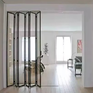 Extremely Narrow Modern Aluminum Alloy Glass Partition Kitchen Dining Room Garage Interior Floor Rolling Pull Glass Doors